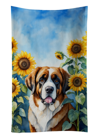 Saint Bernard in Sunflowers Kitchen Towel