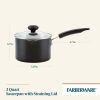 3-Quart Aluminum Non-Stick Straining Saucepan With Lid, Black