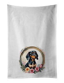 Dachshund and Flowers Kitchen Towel Set of 2 (Color: 194030794890)