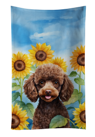 Chocolate Poodle in Sunflowers Kitchen Towel (Color: 198453049483)