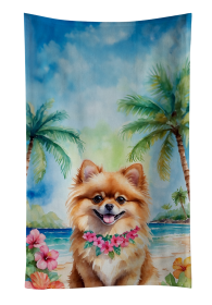 Pomeranian Luau Kitchen Towel (Color: 198453417138)