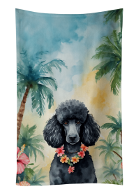 Black Poodle Luau Kitchen Towel (Color: 198453417176)