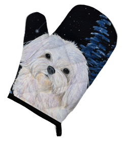 Starry Night Maltese Oven Mitt (size: 8.5 x 12)