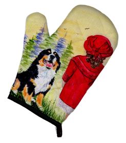 Little Girl with her Bernese Mountain Dog Oven Mitt (size: 8.5 x 12)